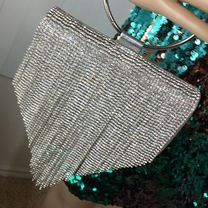 NEW! GORGEOUS Evening Purse/Silver Handle or Chain